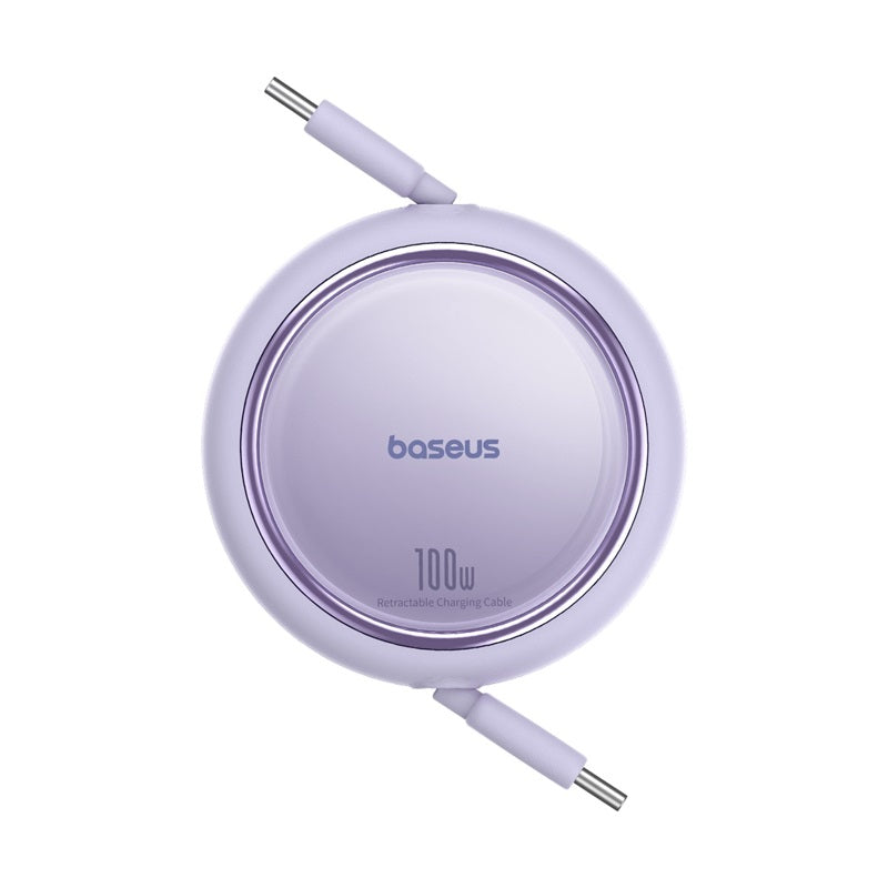 BASEUS KABEL FREE2DRAW MINI RETRACTABLE CHARGING CABLE TYPE-C TO TYPE-C 100W 1M FIOLETOWY