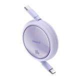 BASEUS KABEL FREE2DRAW MINI RETRACTABLE CHARGING CABLE TYPE-C TO TYPE-C 100W 1M FIOLETOWY