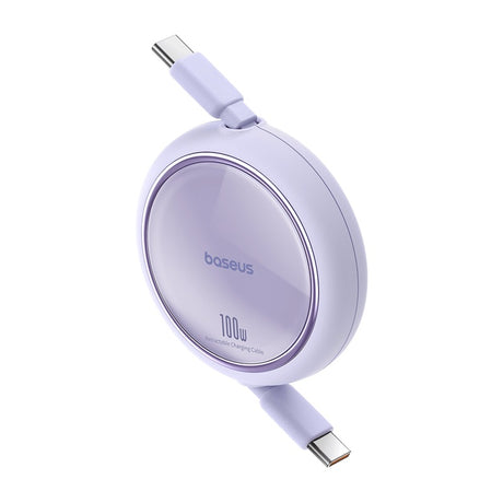 BASEUS KABEL FREE2DRAW MINI RETRACTABLE CHARGING CABLE TYPE-C TO TYPE-C 100W 1M FIOLETOWY