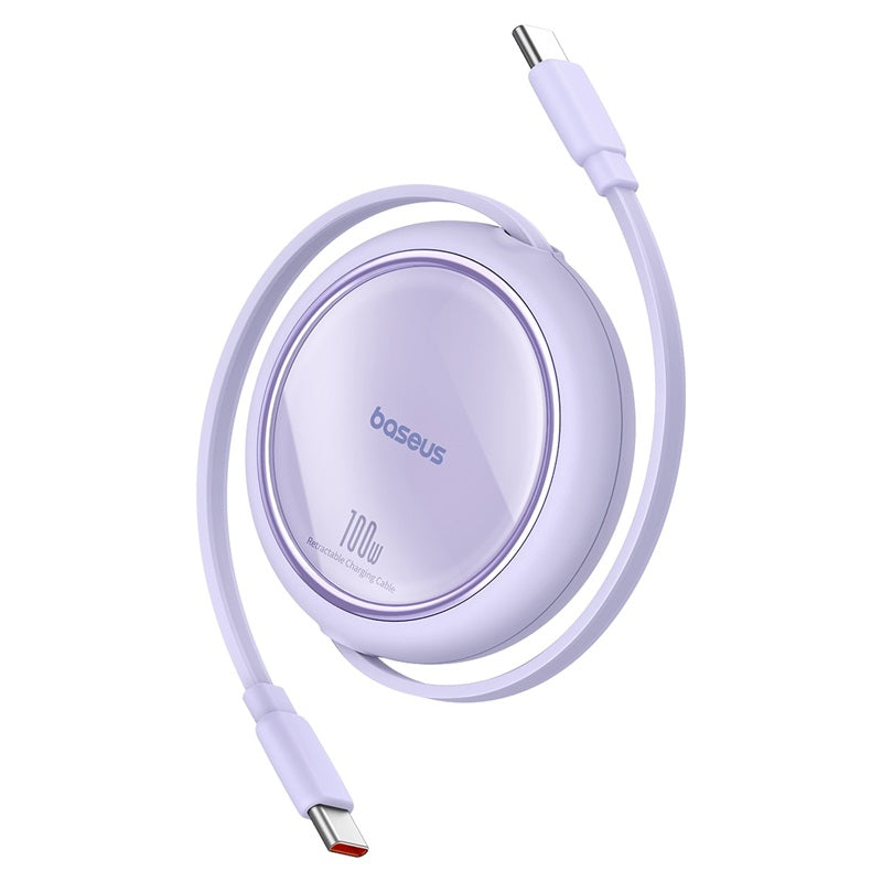 BASEUS KABEL FREE2DRAW MINI RETRACTABLE CHARGING CABLE TYPE-C TO TYPE-C 100W 1M FIOLETOWY