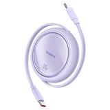 BASEUS KABEL FREE2DRAW MINI RETRACTABLE CHARGING CABLE TYPE-C TO TYPE-C 100W 1M FIOLETOWY
