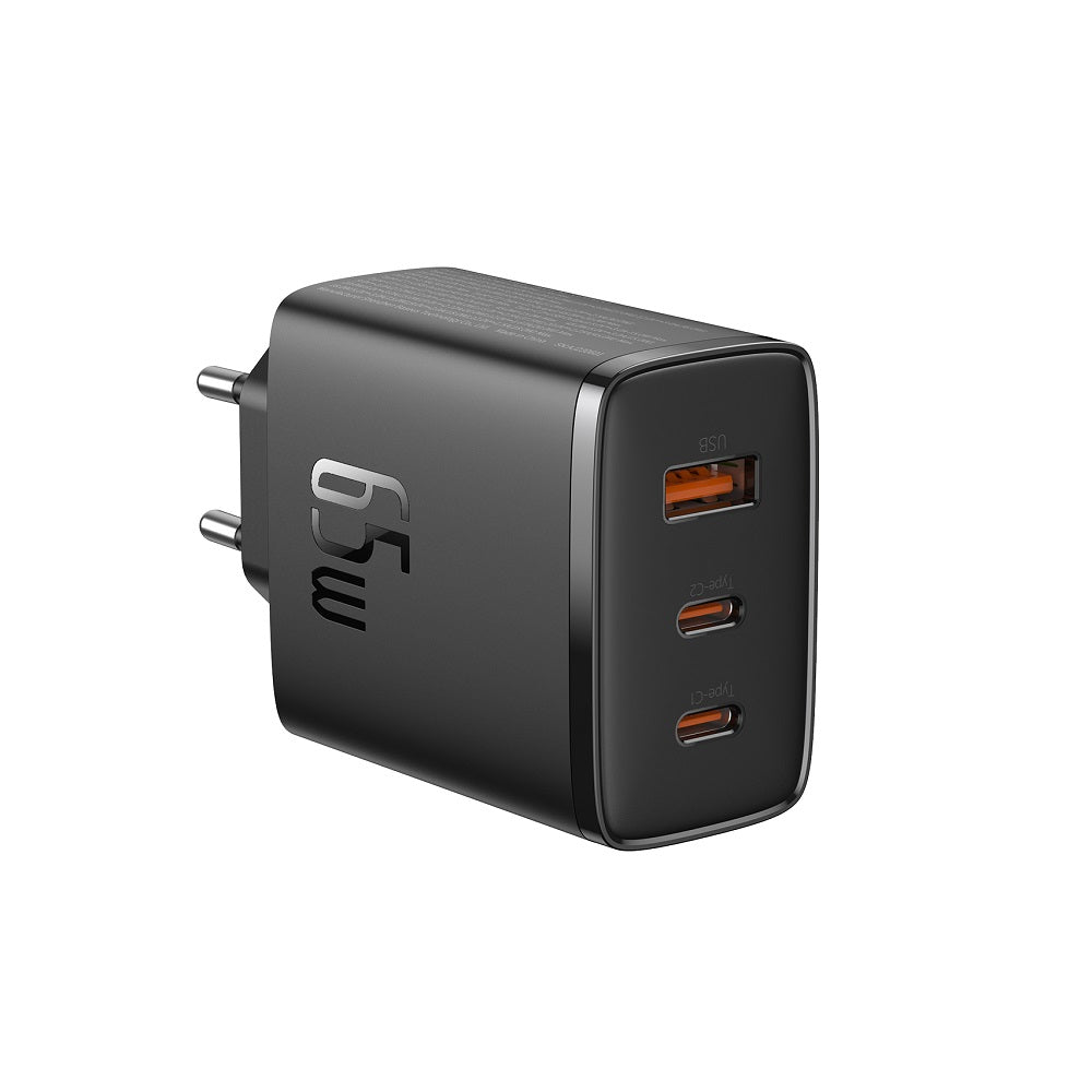BASEUS ŁADOWARKA SIECIOWA CUBE PRO PD 65W 2X USB-C 1X USB CZARNA