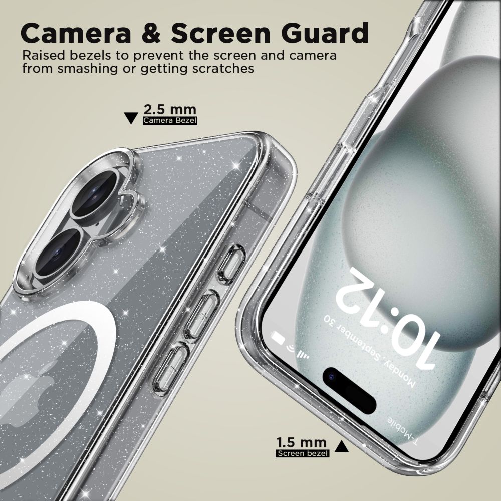 ETUI TECH-PROTECT FLEXAIR HYBRID MAGSAFE IPHONE 16 GLITTER BROKATOWE