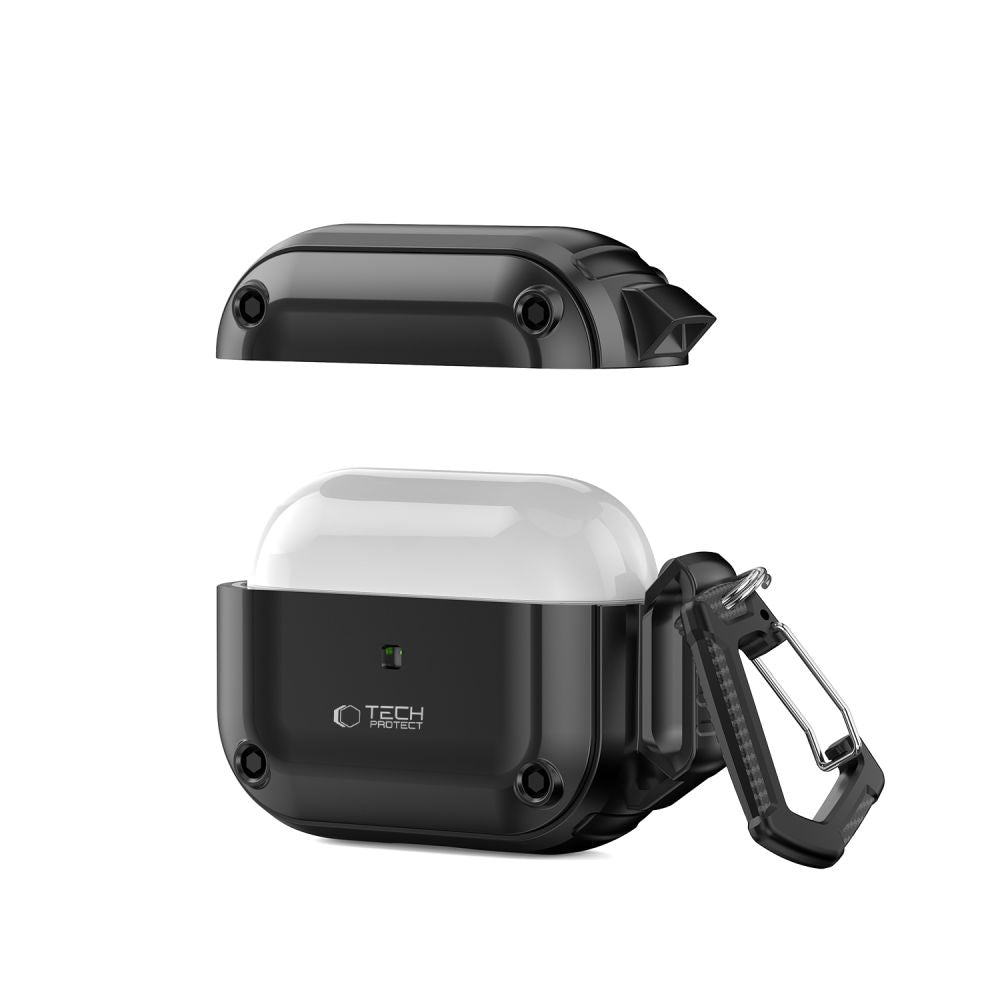 ETUI NA SŁUCHAWKI TECH-PROTECT ROUGH HOOK APPLE AIRPODS PRO 1 / 2 BLACK CZARNE