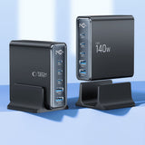 STACJA ZASILANIA TECH-PROTECT DC140W-GAN 5-PORT DESKTOP CHARGER PD140W/QC3.0 CZARNA