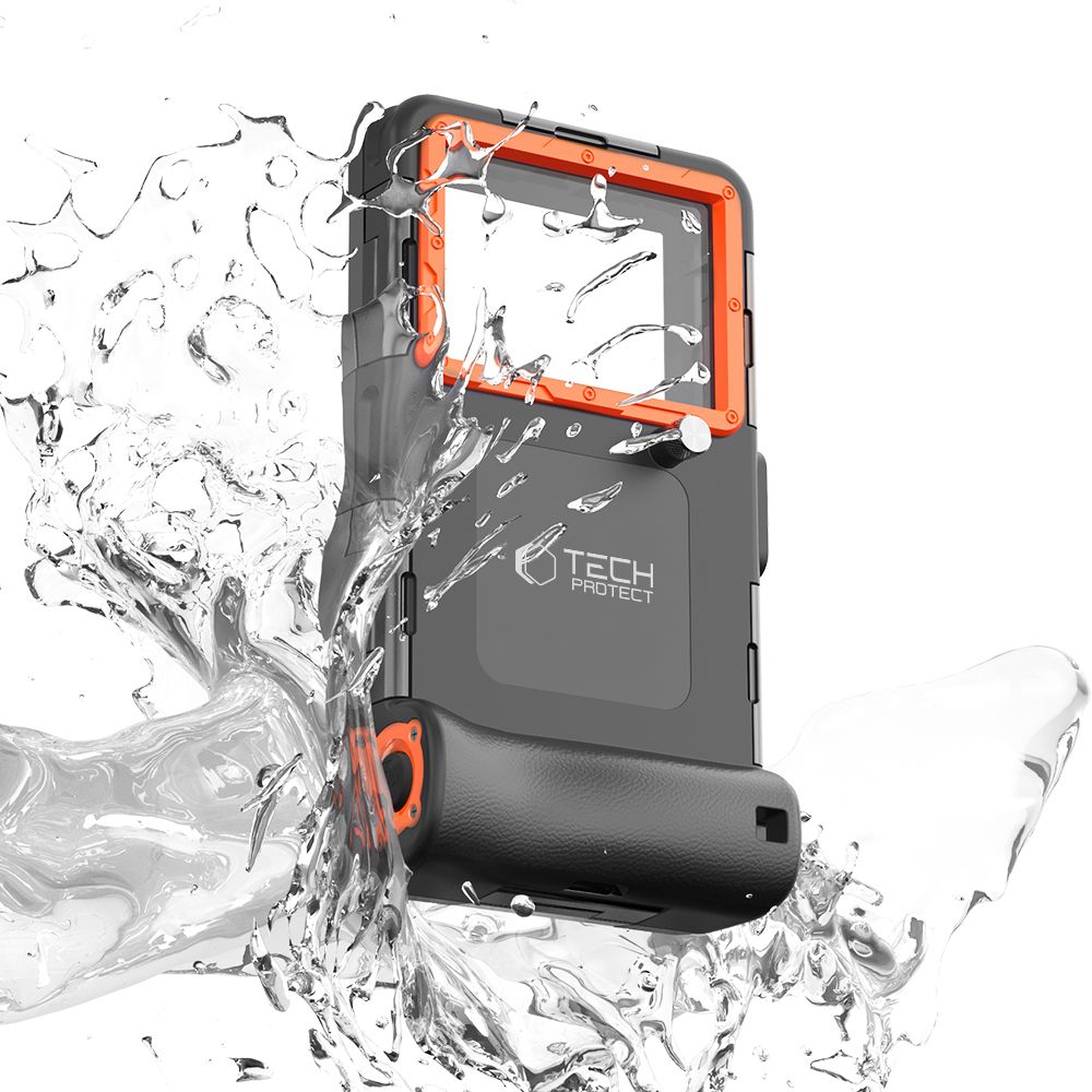 ETUI WODOODPORNE TECH-PROTECT IPX8 UNIVERSAL DIVING WATERPROOF CASE CZARNO POMARAŃCZOWE