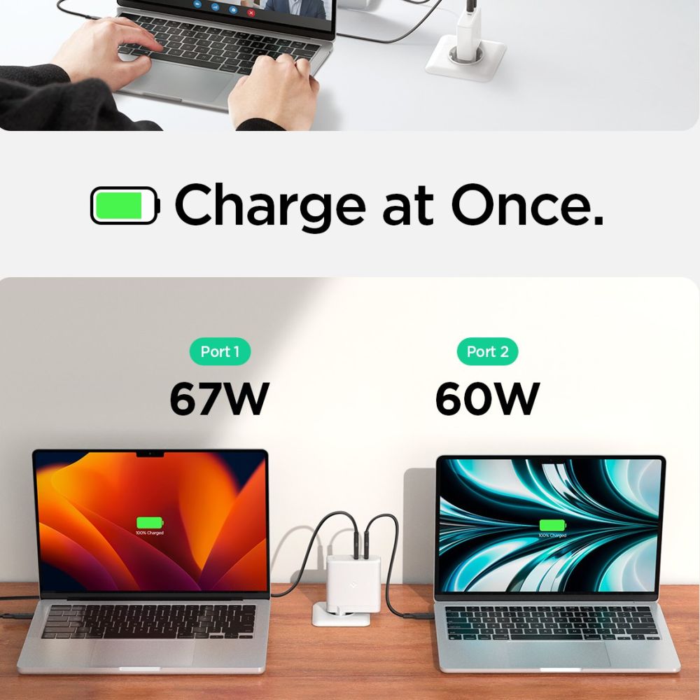 ŁADOWARKA SIECIOWA SPIGEN ARCSTATION PRO GAN-1402 2-PORT NETWORK CHARGER 140W BIAŁA