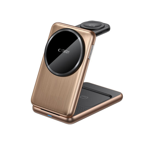 ŁADOWARKA INDUKCYJNA 3W1 TECH-PROTECT QI15W-A42 3IN1 MAGNETIC MAGSAFE WIRELESS CHARGER ZŁOTA