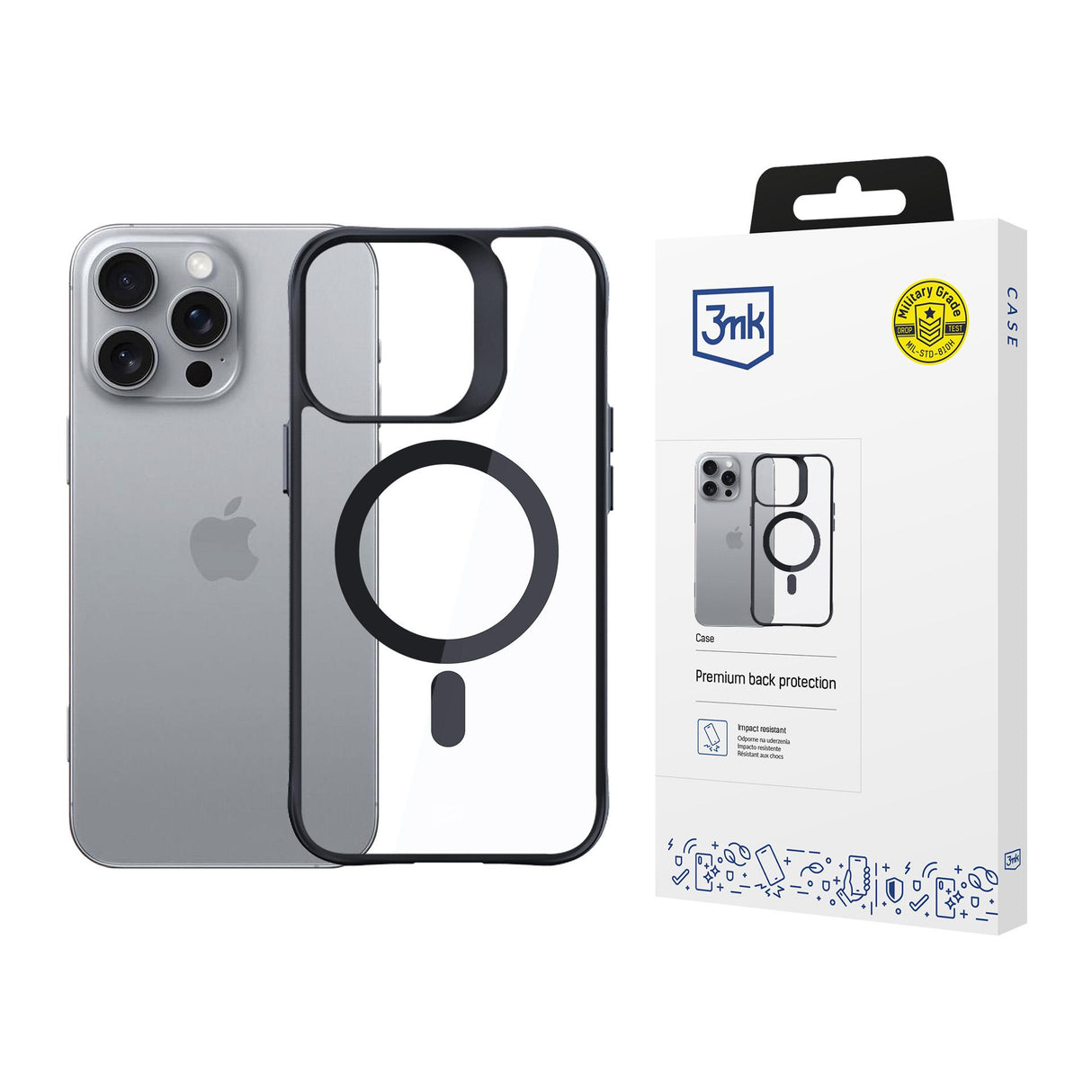 ETUI APPLE IPHONE 16 PRO - 3MK SATIN ARMOR MAGCASE CZARNE