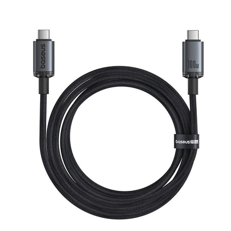 BASEUS KABEL CRYSTAL SHINE USB3.2 FULL-FEATURED FAST-CHARGING DATA CABLE USB-C TO USB-C 100W 1.5M 20GB CLUSTER CZARNY