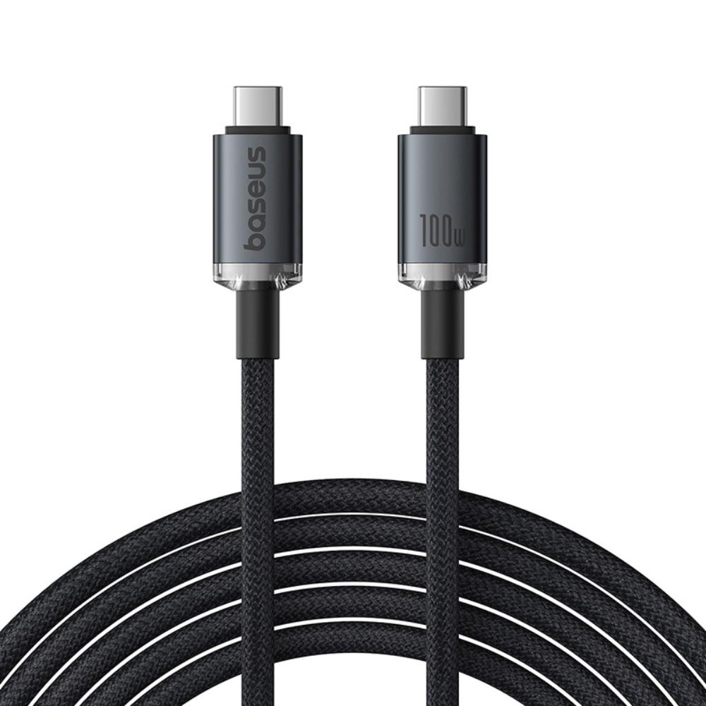 BASEUS KABEL CRYSTAL SHINE USB3.2 FULL-FEATURED FAST-CHARGING DATA CABLE USB-C TO USB-C 100W 1.5M 20GB CLUSTER CZARNY