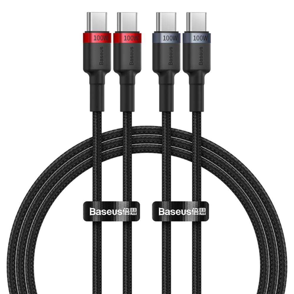 BASEUS KABEL CAFULE CHARGING CABLE USB-C TO USB-C 100W 2M 2PCS RED CZARNY+GREY CZARNY