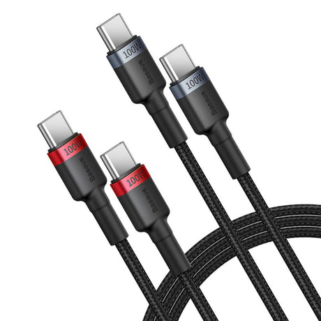BASEUS KABEL CAFULE CHARGING CABLE USB-C TO USB-C 100W 2M 2PCS RED CZARNY+GREY CZARNY