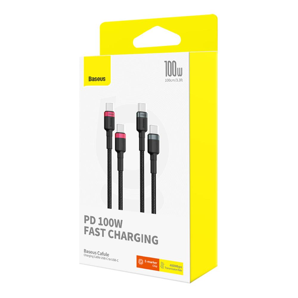 BASEUS KABEL CAFULE CHARGING CABLE USB-C TO USB-C 100W 2M 2PCS RED CZARNY+GREY CZARNY