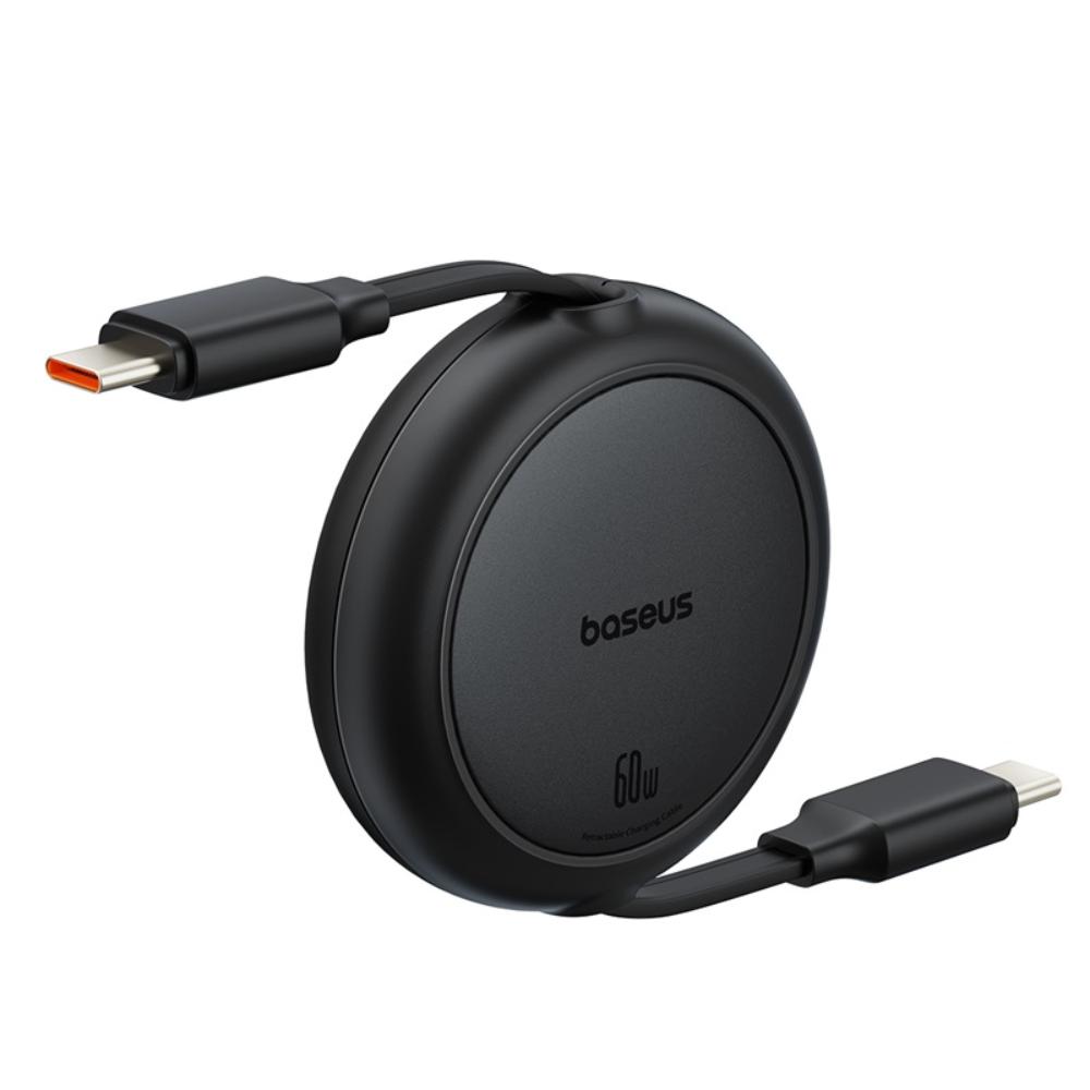 BASEUS KABEL FREE2PULL MINI CHARGING CABLE USB-C TO USB-C 60W 1M CLUSTER CZARNY