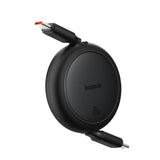 BASEUS KABEL FREE2PULL MINI CHARGING CABLE USB-C TO USB-C 60W 1M CLUSTER CZARNY