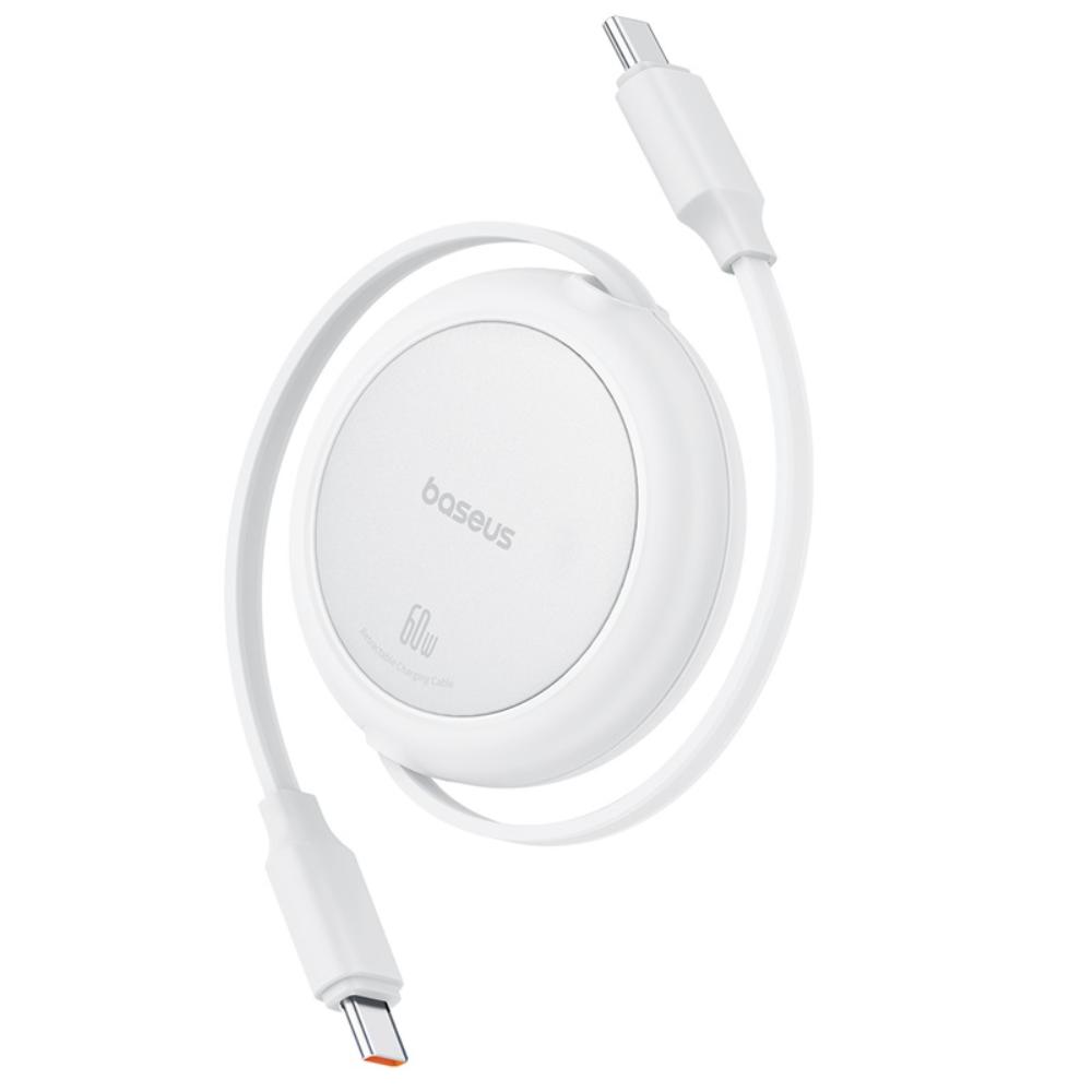BASEUS KABEL FREE2PULL MINI CHARGING CABLE USB-C TO USB-C 60W 1M BIAŁY