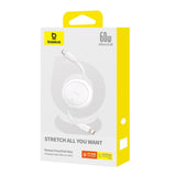 BASEUS KABEL FREE2PULL MINI CHARGING CABLE USB-C TO USB-C 60W 1M BIAŁY