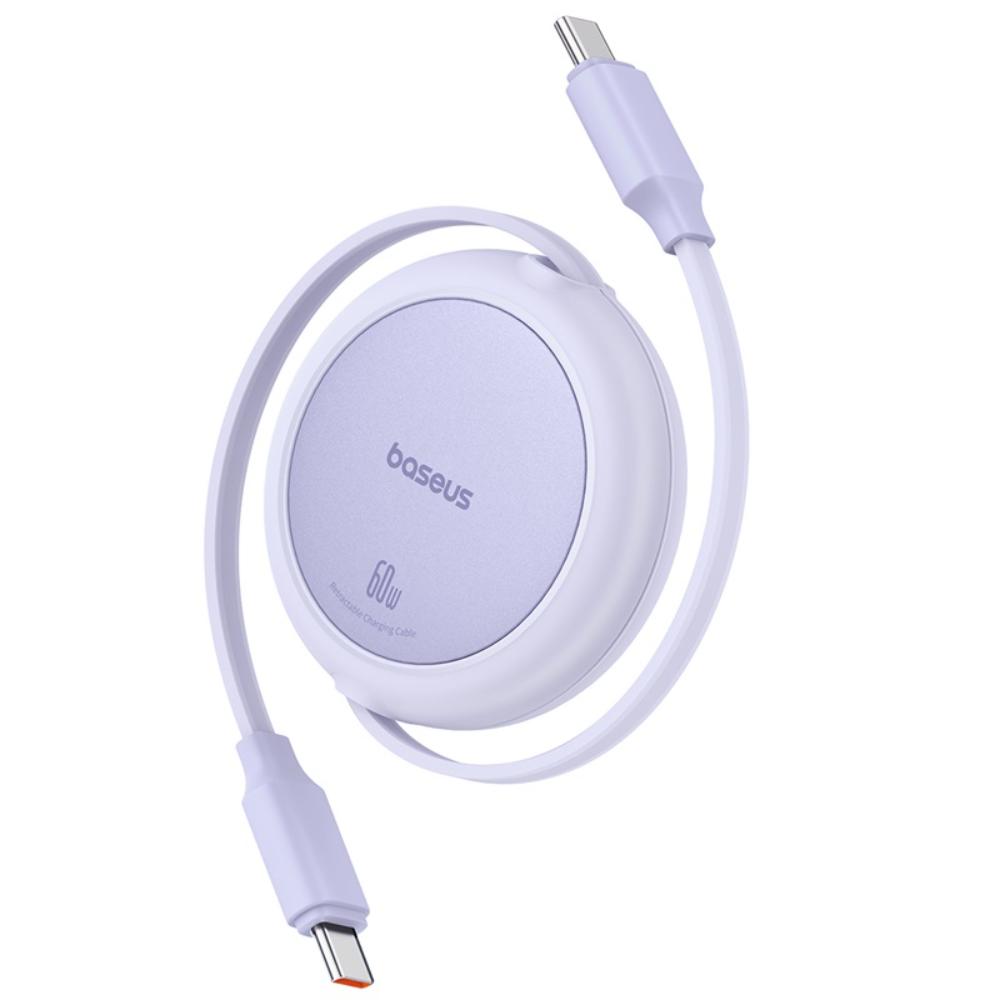 BASEUS KABEL FREE2PULL MINI CHARGING CABLE USB-C TO USB-C 60W 1M FIOLETOWY