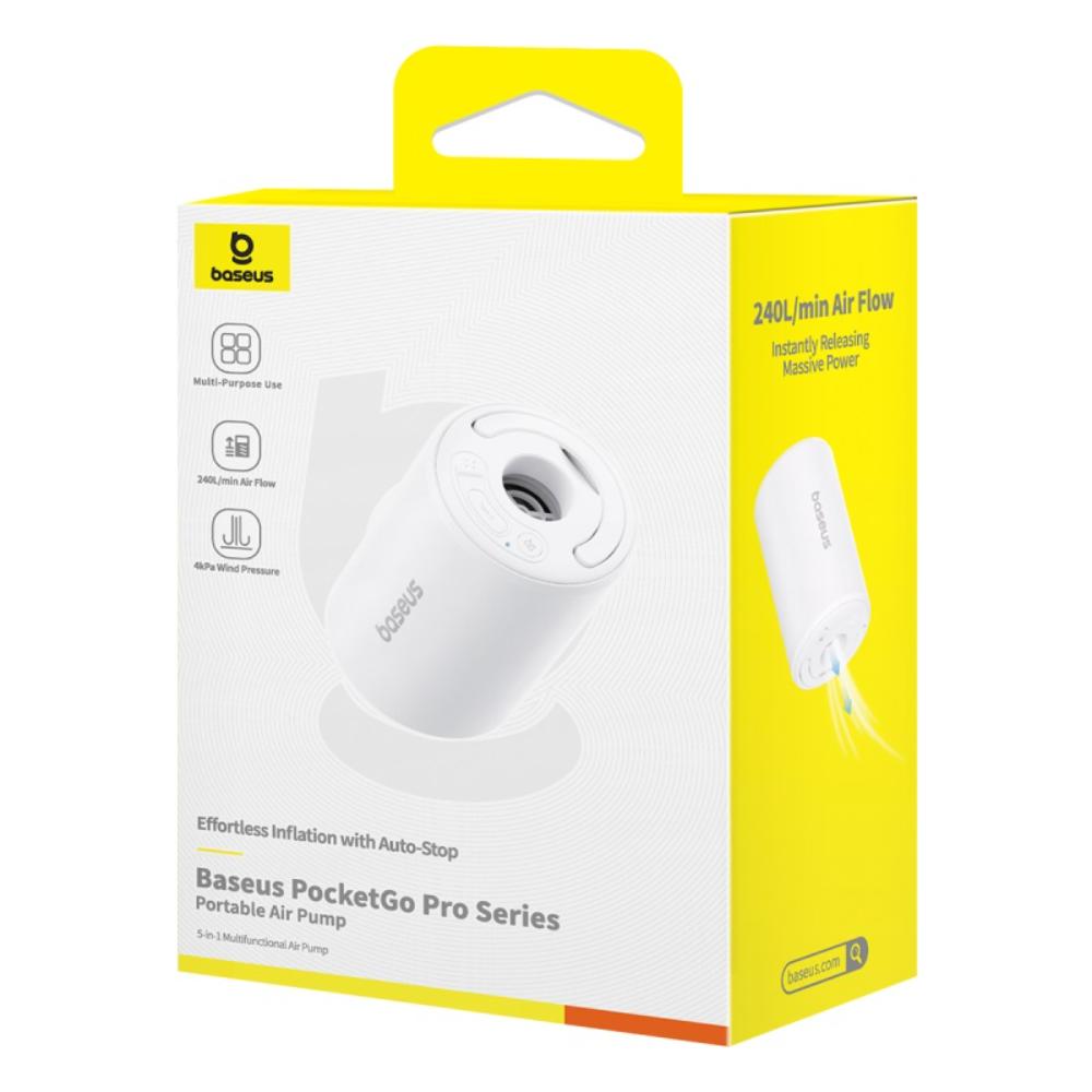 BASEUS KOMPRESOR POCKETGO PRO SERIES PORTABLE AIR PUMP STELLAR WHITE BIAŁY