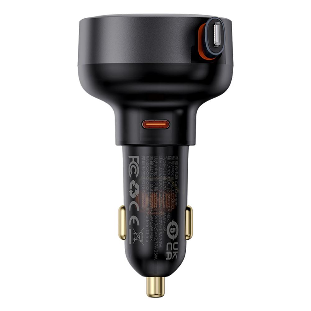 BASEUS ŁADOWARKA SAMOCHODOWA USB-C 55W CZARNA ENJOYMENT PRO CAR CHARGER + KABEL IP CZARNA