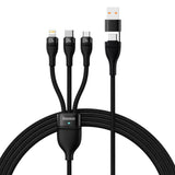 BASEUS KABEL 3W1 FLASH II USB + USB-C - LIGHTNING + USB-C + MICRO USB 1,5 M 3,5A CZARNY 100W