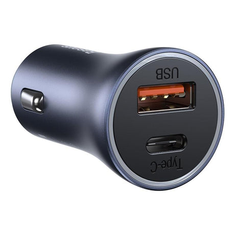 BASEUS ŁADOWARKA SAMOCHODOWA GOLDEN CONTACTOR PRO 1X USB 1X USB-C QC 40W CZARNY + KABEL USB - USB-C 5A