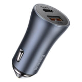 BASEUS ŁADOWARKA SAMOCHODOWA GOLDEN CONTACTOR PRO 1X USB 1X USB-C QC 40W CZARNY + KABEL USB - USB-C 5A