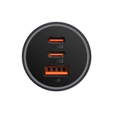 BASEUS ŁADOWARKA SAMOCHODOWA GOLDEN CONTACTOR PRO TRIPLE FAST 1X USB 2X USB-C 65W SZARA
