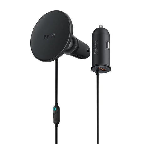 BASEUS UCHWYT SAMOCHODOWY CW01 3W1 Z FUNKCJĄ ŁADOWANIA BEZPRZEWODOWEGO 15W I ŁADOWARKĄ SAMOCHODOWĄ USB-C 25W CZARNY