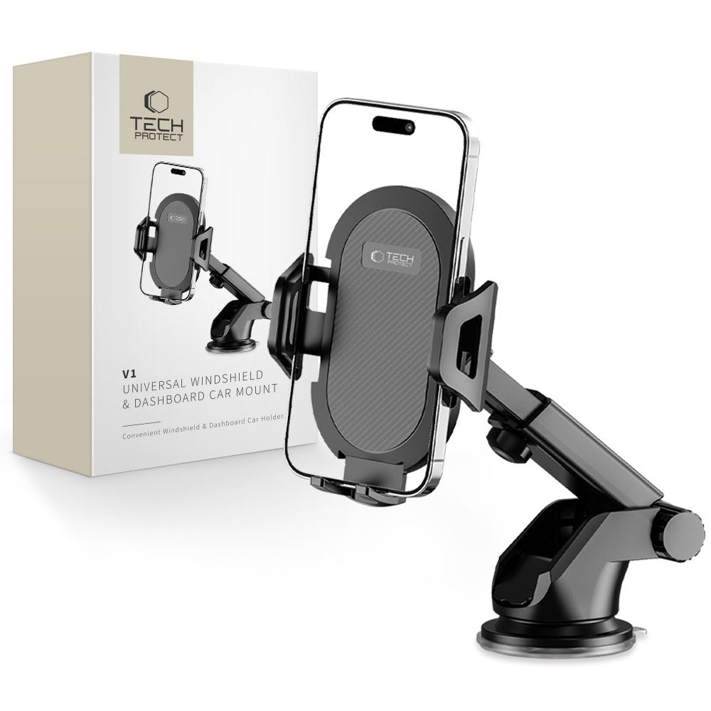 UCHWYT SAMOCHODOWY TECH-PROTECT V1 UNIVERSAL WINDSHIELD & DASHBOARD CAR MOUNT BLACK CZARNY