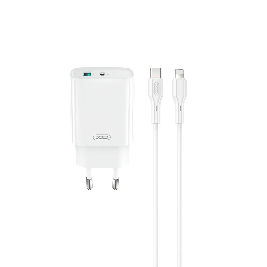 XO ŁADOWARKA SIECIOWA CE30 PD 30W 1X USB-C 1X USB BIAŁA + KABEL USB-C - LIGHTNING