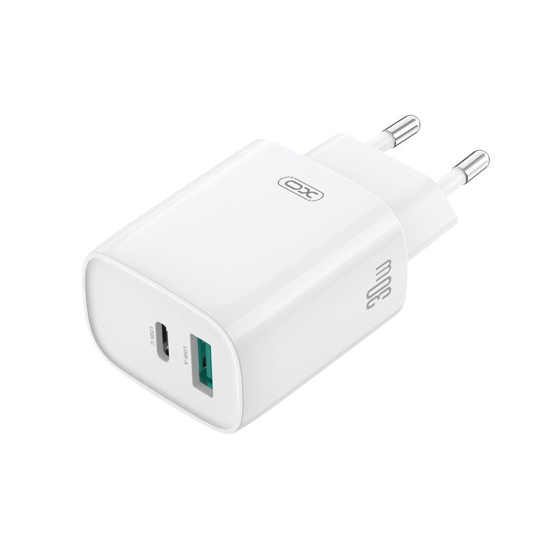 XO ŁADOWARKA SIECIOWA CE30 PD 30W 1X USB-C 1X USB BIAŁA + KABEL USB-C - LIGHTNING