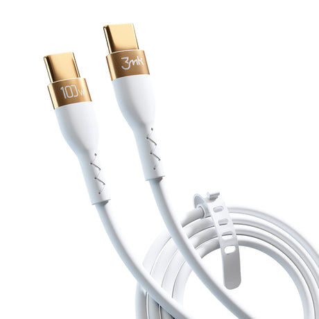 KABEL 3MK HYPER SILICONE CABLE USB C DO USB C 2M 100W WHITE BIAŁY