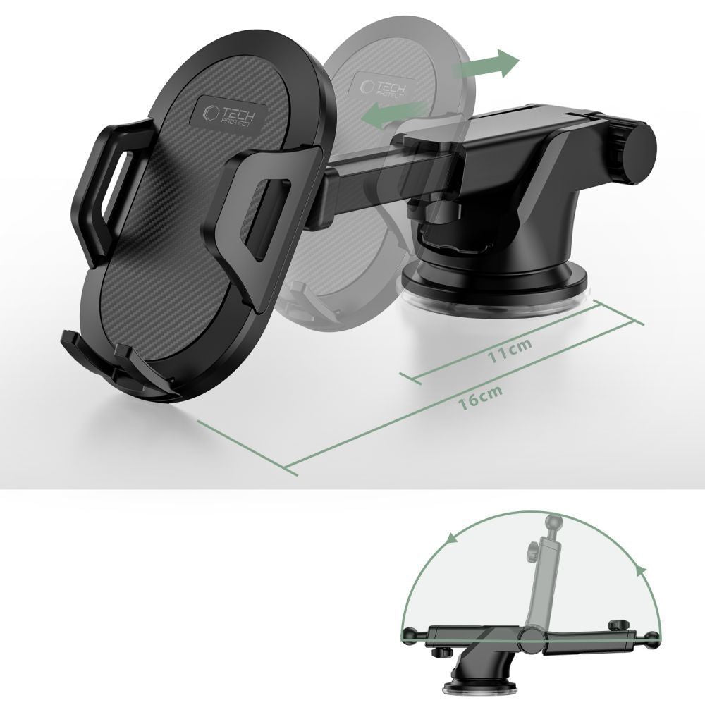 UCHWYT SAMOCHODOWY TECH-PROTECT V1 UNIVERSAL WINDSHIELD & DASHBOARD CAR MOUNT BLACK CZARNY