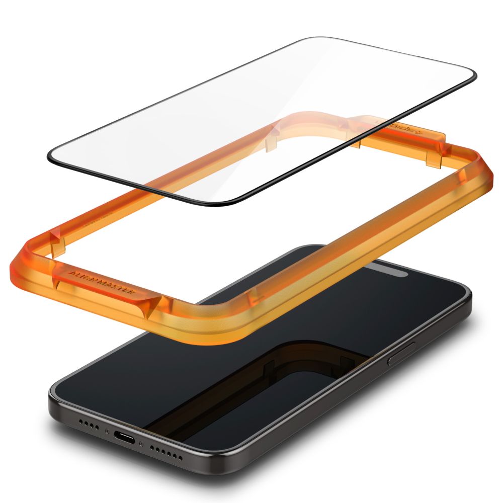 SZKŁO HARTOWANE SPIGEN ALM GLASS FC 2-PACK IPHONE 15 PLUS BLACK CZARNA RAMKA