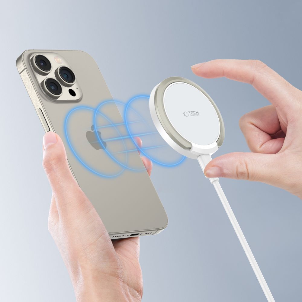 ŁADOWARKA INDUKCYJNA TECH-PROTECT QI15W-A33 MAGNETIC MAGSAFE WIRELESS CHARGER BIAŁA