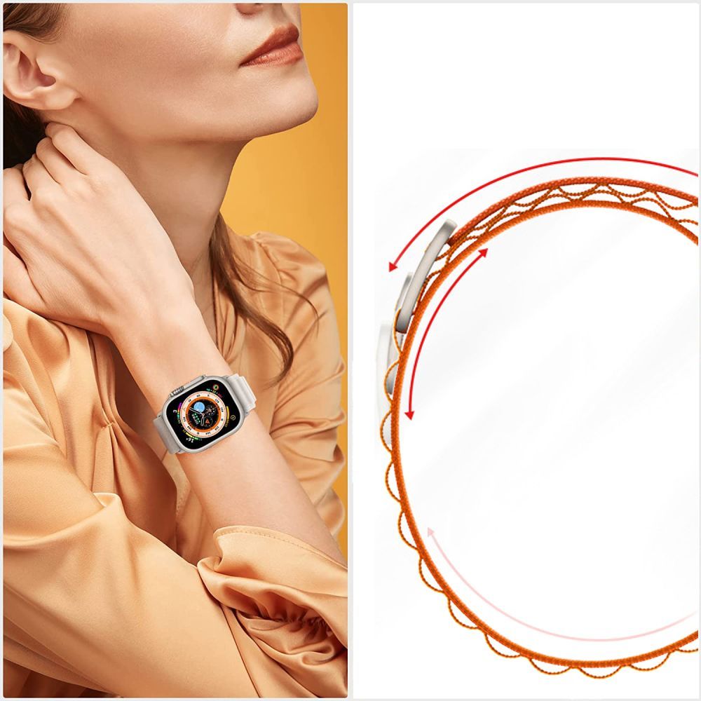 PASEK TECH-PROTECT NYLON PRO APPLE WATCH 6 / 7 / 8 / 9 / 10 / SE / ULTRA 1 / 2 (44 / 45 / 46 / 49 MM) BLACK / ORANGE CZARNO POMARAŃCZOWY
