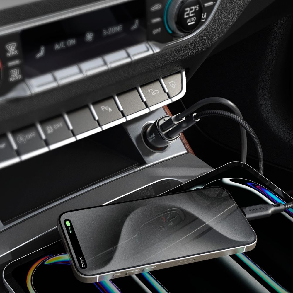 ŁADOWARKA SAMOCHODOWA SPIGEN EV482 ARCSTATION ESSENTIAL CAR CHARGER 48W BLACK CZARNA