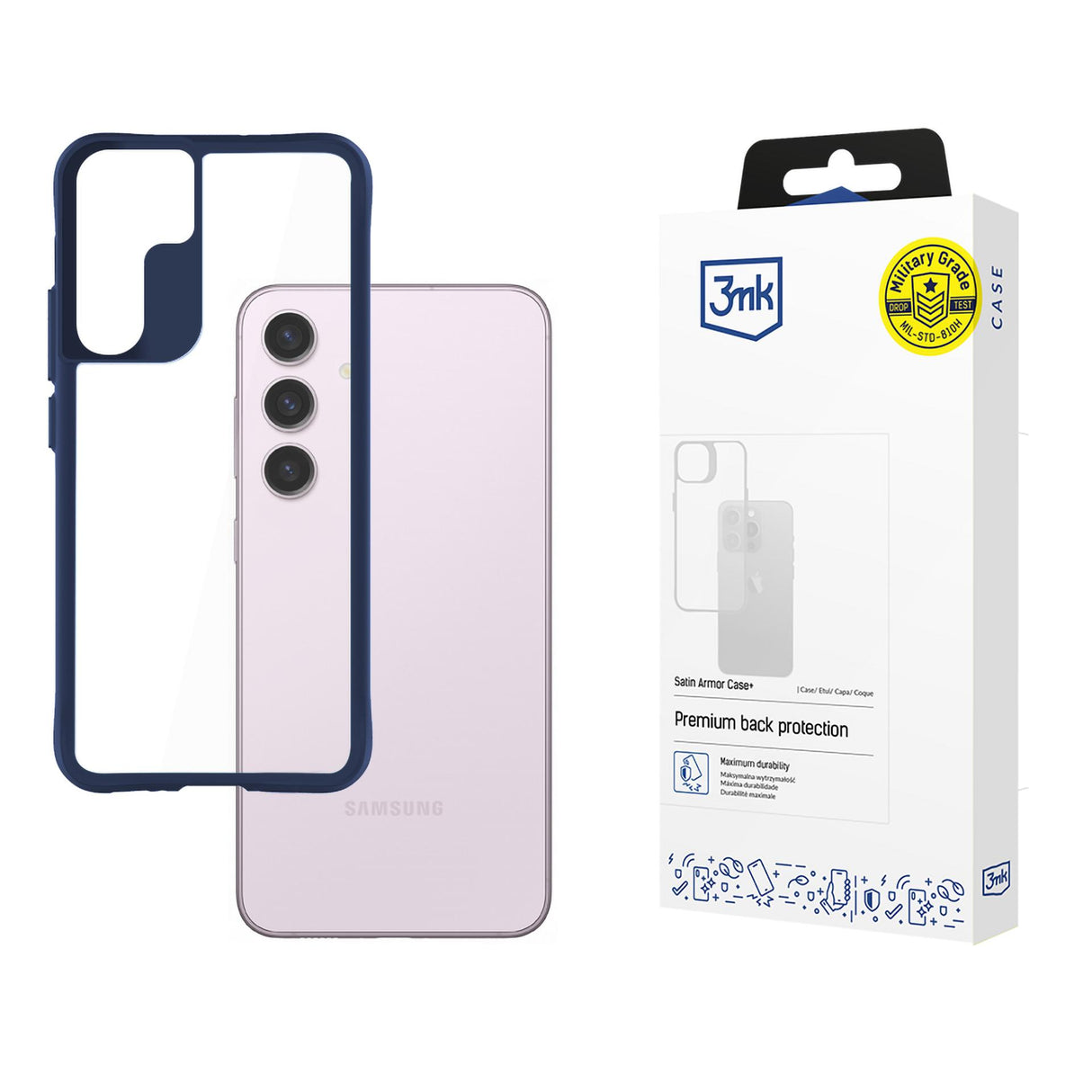 ETUI SAMSUNG GALAXY S24 - 3MK SATIN ARMOR CASE+ BLUE NIEBIESKIE