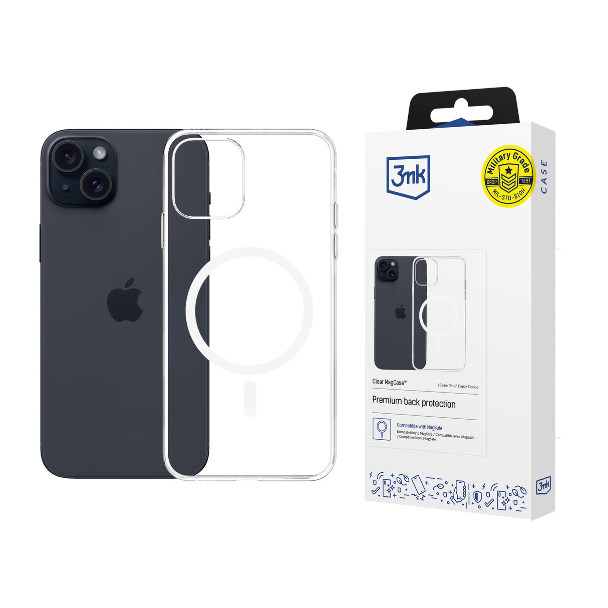 ETUI APPLE IPHONE 15 PLUS - 3MK CLEAR MAGCASE