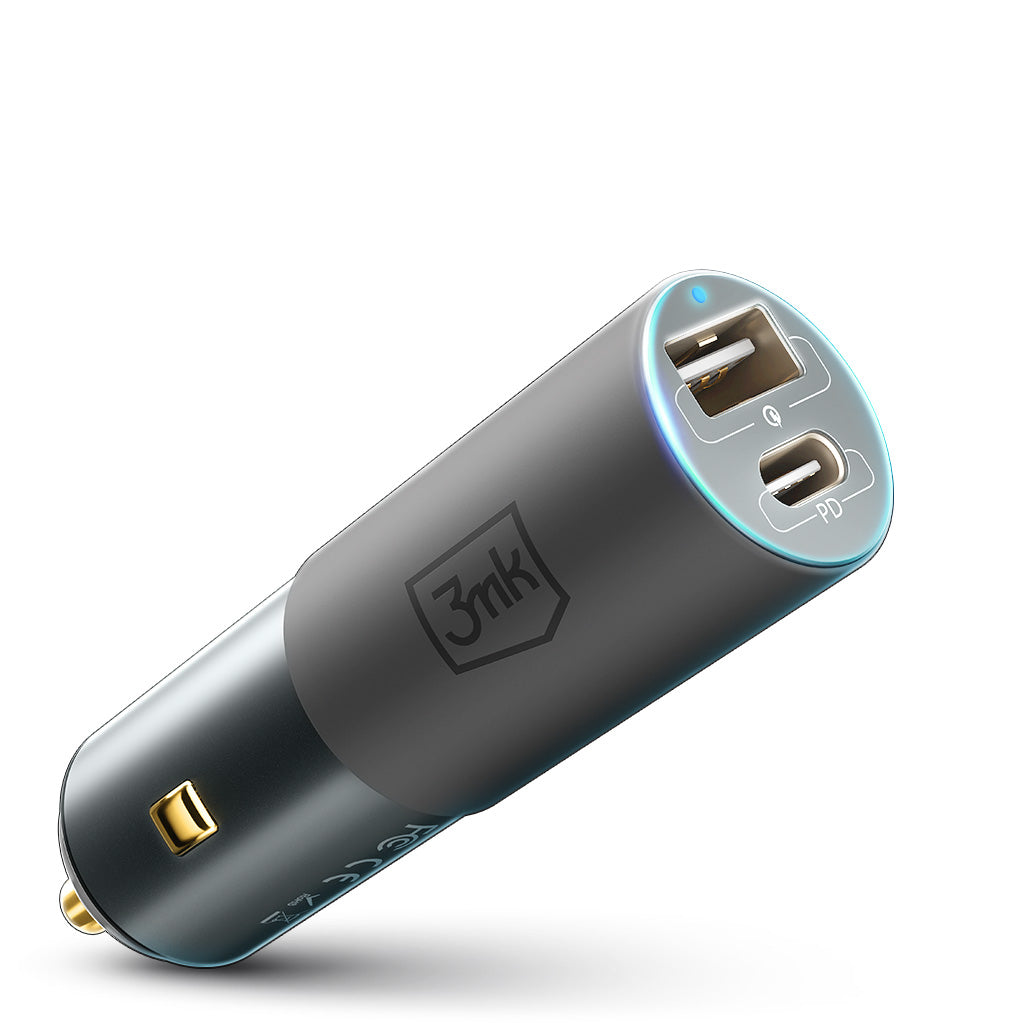 ŁADOWARKA SAMOCHODOWA 3MK HYPER 100W PD QC PPS 1 USB I 1 USB C SILVER/GRAY SZARA