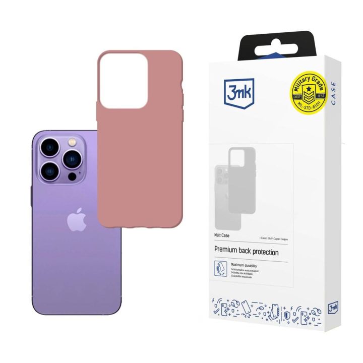 ETUI IPHONE 14 PRO MAX - 3MK MATT CASE LYCHE RÓŻOWE