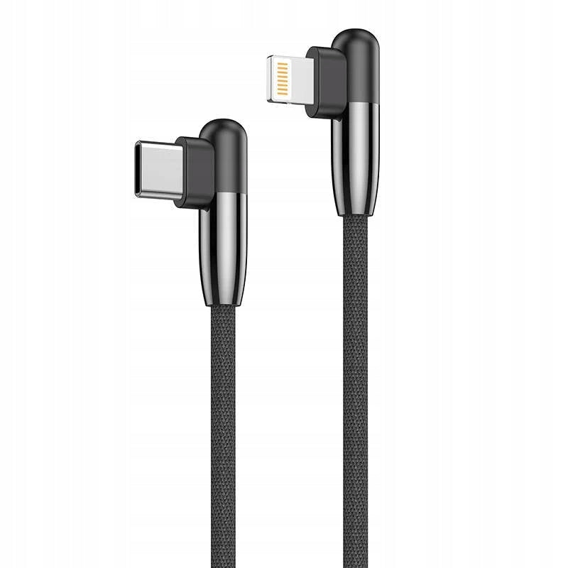 KABEL KĄTOWY USB C DO LIGHTNING BUDI 20W 1,5M CZARNY