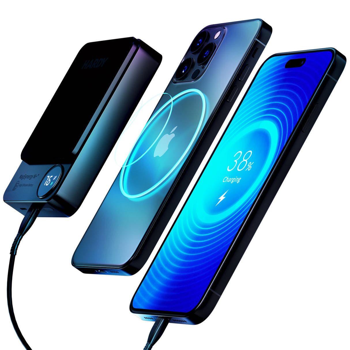 POWERBANK 3MK HARDY MAGSYNERGY NI+ 10,000MAH 22.5W USB 1C1L-BLACK CZARNY