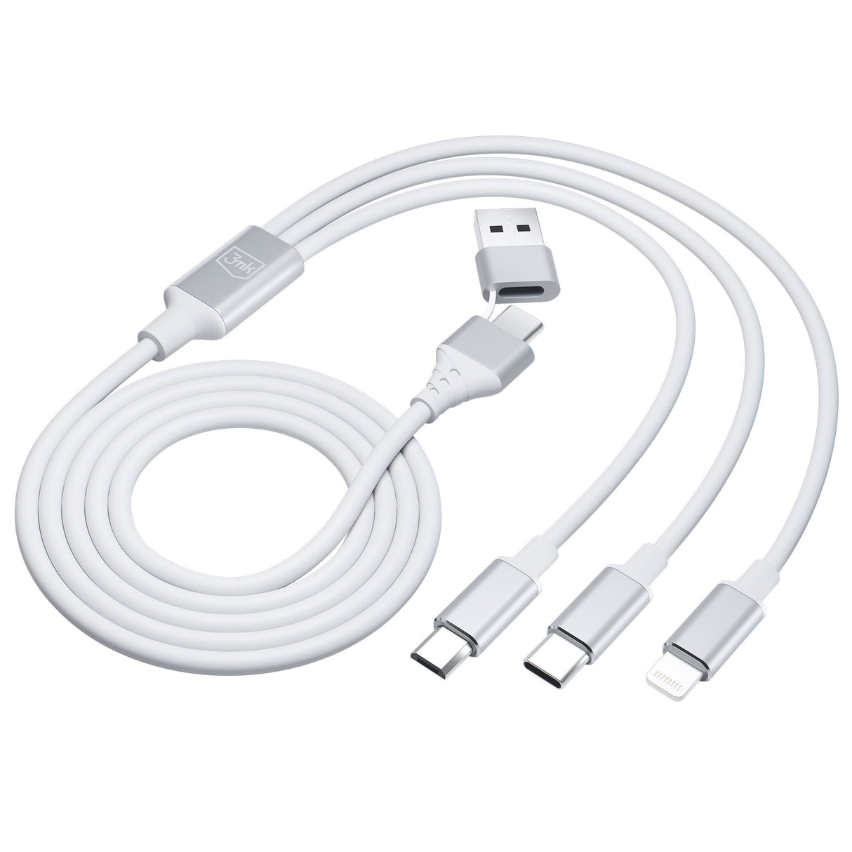 KABEL 3W1 3MK HYPER CABLE 3IN1 A/C TO C/MICRO/LIGHTNING 1.5M WHITE BIAŁY