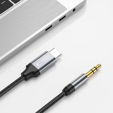 KABEL ADAPTER TECH-PROTECT ULTRABOOST TYPE-C TO AUX MINI JACK 3.5MM CABLE 100CM CZARNY