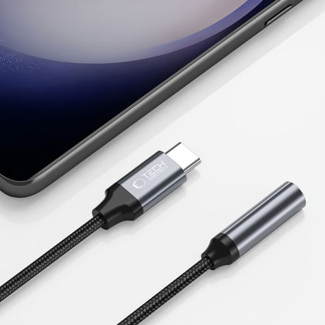 ADAPTER TECH-PROTECT TYPE-C DO MINI JACK 3.5MM BLACK CZARNY