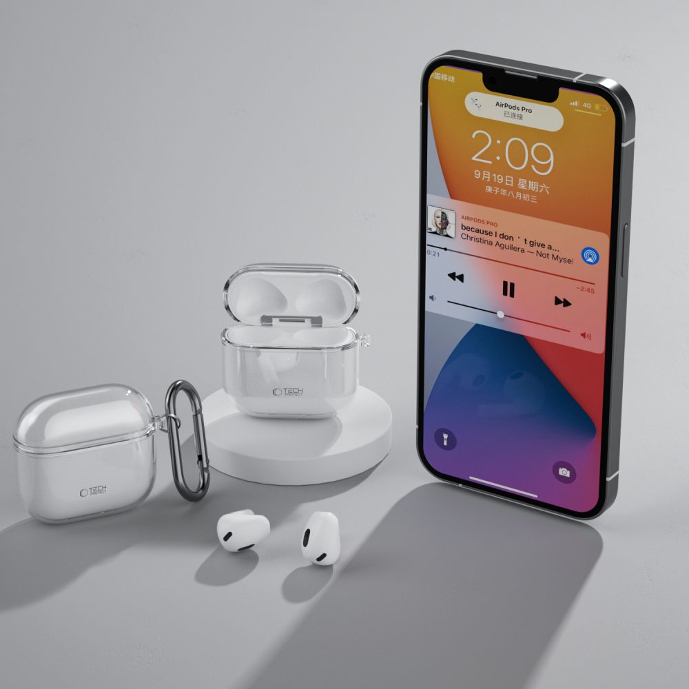 ETUI NA SŁUCHAWKI TECH-PROTECT FLEXAIR APPLE AIRPODS 4 CLEAR TRANSPARETNE