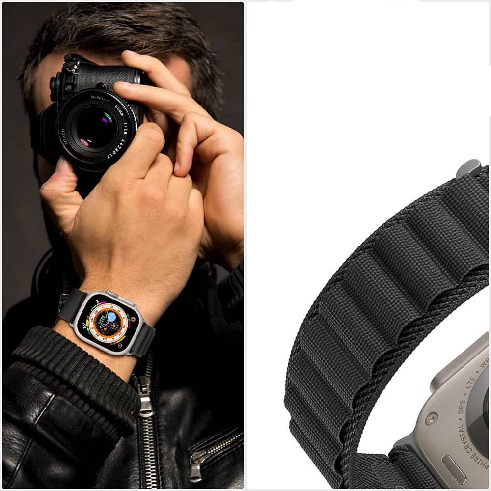 PASEK TECH-PROTECT NYLON PRO APPLE WATCH 6 / 7 / 8 / 9 / 10 / SE / ULTRA 1 / 2 (44 / 45 / 46 / 49 MM) BLACK CZARNY